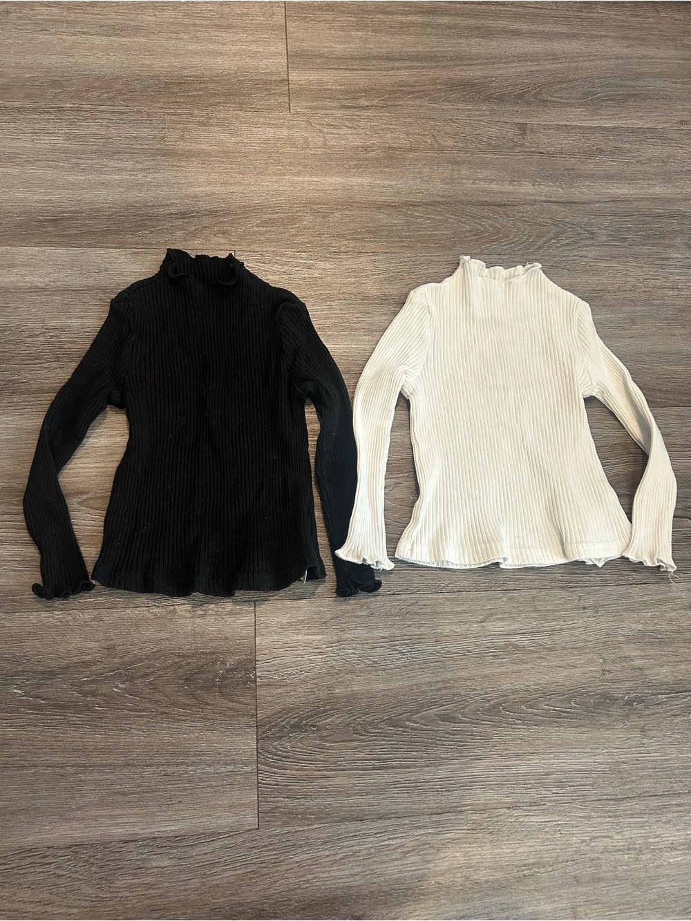 Ribbed Mock Neck Sweater - Black and White